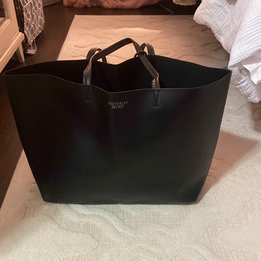 Victoria’s Secret Black Leather Tote Bag